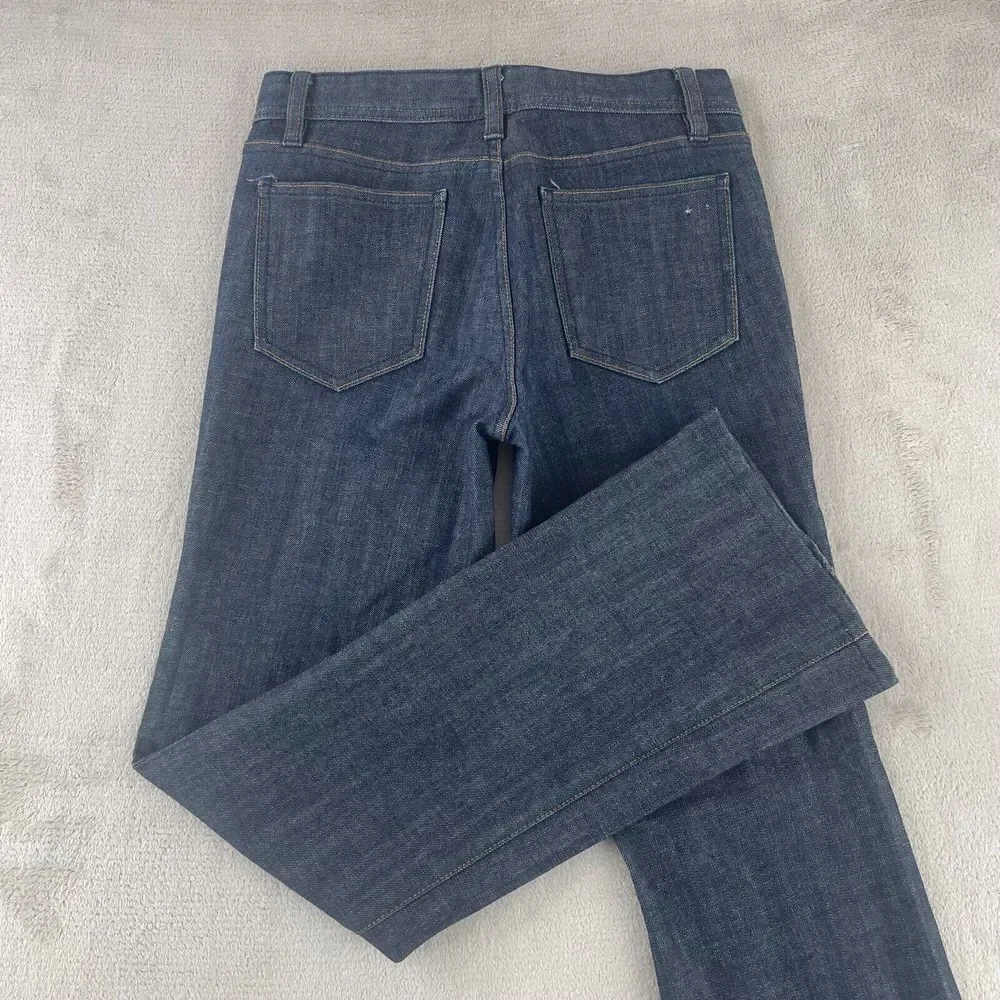 Tory‎ Burch Classic Tory Jeans in Dark Blue Women 27 BootCut Flare Gold Fishings